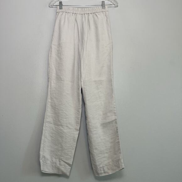 Aritzia Wilfred The Effortless Pant Linen Natural Size 2 High-Rise Pleated Boho - Picture 10 of 13
